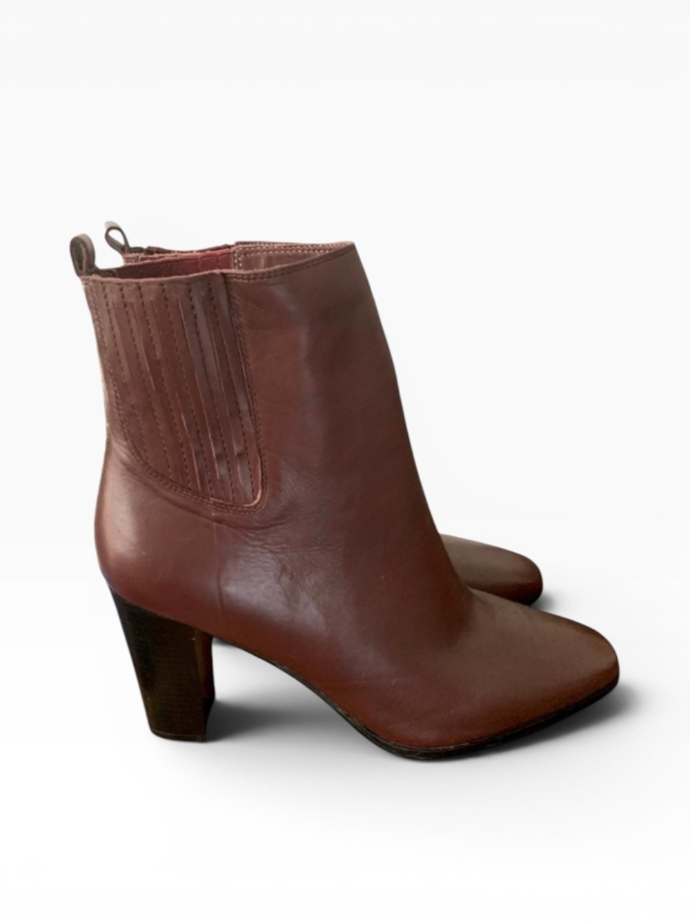 Pour La Victoire Chestnut Heeled Vegan Leather Boots Short Sz 10